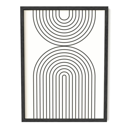 HAUS AND HUES Boho Wall Art - Boho Framed Wall Art. Geometric Print, Minimalist Framed Art, Decor Geometric (Black Framed 12x16)