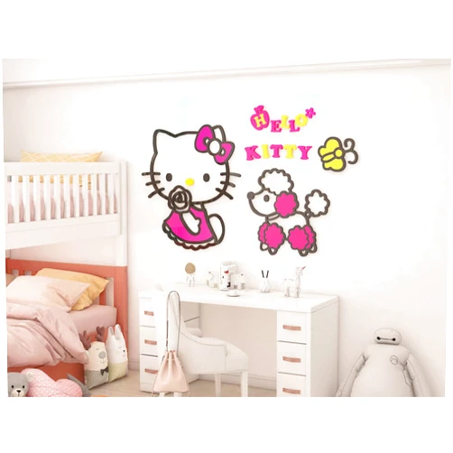 BPBeauty Co. 3D Acrylic Hello Kitty Wall Decoration Sticker for Baby Room, Bedroom, Game Room, etc. (Variation C) (L - 130 x 78 cm)