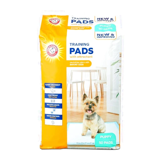 Arm & Hammer for Dogs Puppy Training Pads with Attractant | New & Improved Super Absorbent, Leak-Proof, Odor Control Quilted Puppy Pads with Baking Soda| 50 Count Wee Wee Pads