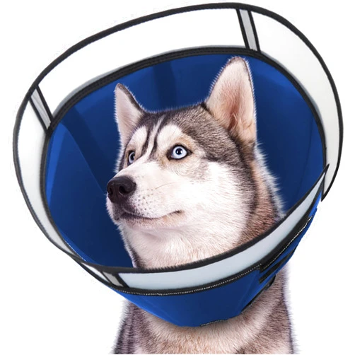 INKZOO Dog Cone Collar for After Surgery, Soft Pet Recovery Collar for Dogs and Cats, Adjustable Cone Collar Protective Collar for Large Medium Small Dogs Wound Healing (Blue, X-Large)