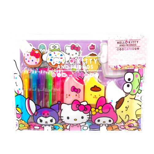 Hello Kitty & Friends Café Stationery Set, 22-Piece Sanrio Stationery, Cute School Supplies, Sanrio Accessories, Includes Hello Kitty Notebook, Squishy Stickers, Sanrio Pens, Kawaii Stationery