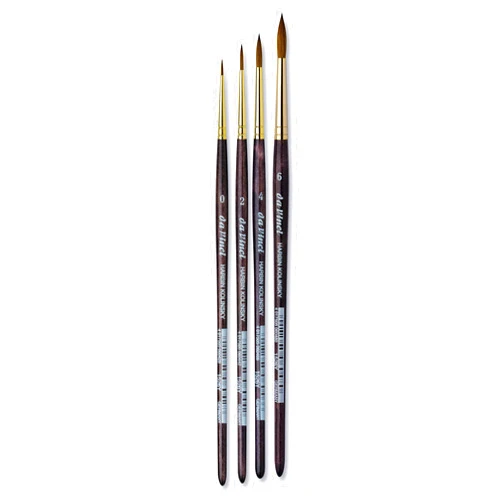 da Vinci Watercolor Brush Set 5547A2 - Harbin Kolinsky Series 1526y Rounds 4 Brush Set with Sizes 0, 2, 4, 6