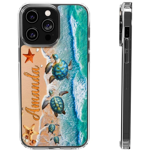 TWENTI Personalized Sea Turtle Phone Case Custom Name Animals Phones Cases Protective Covers Gifts for Turtles Lovers Women Girls Compatible With iPhone 14 13 12 11 Plus Mini Pro Max X XS XR Waterproof Cover