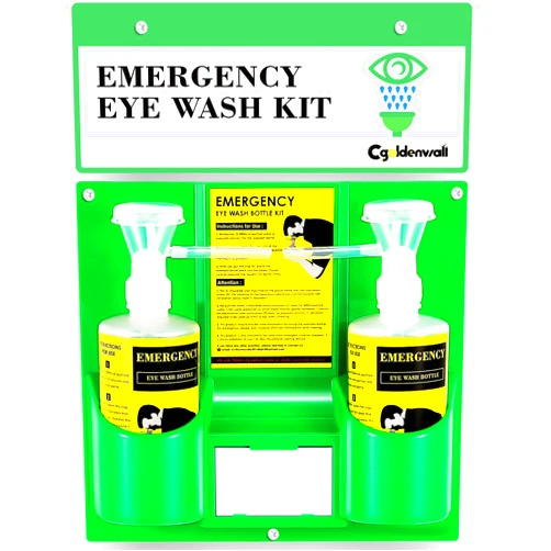 CGOLDENWALL Eye Wash Station Portable Emergency Eye Wash Kit, Wall Mounted Eyewash Station OSHA Approved, 2 * 16.09oz Bottles, with Mirror & Emergency Sign, Safety Material, NO Solution