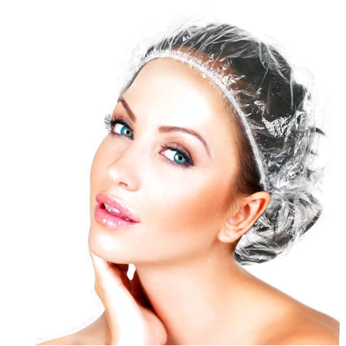 AIDIQIU 30pcs Disposable Shower Caps-Multi-Purpose Thickening Elastic Bath Cap Plastic Waterproof Clear Shower Cap Bath Shower Caps Women Spa,Men Hair Caps,Home Use,Hotel and Hair Salon, Travel.(Size 46CM)