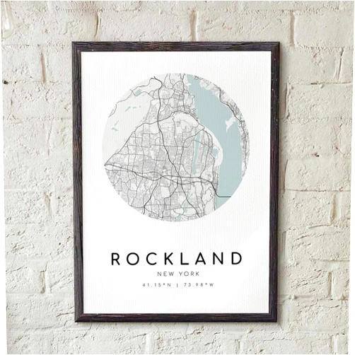MG Global Modern Print of Rockland New York NY | 11x17 12x18 16x24 24x36 Minimal Hometown Unframed Poster | Minimalism City Wall Art for Gift | Minimalsit Home Office Decor