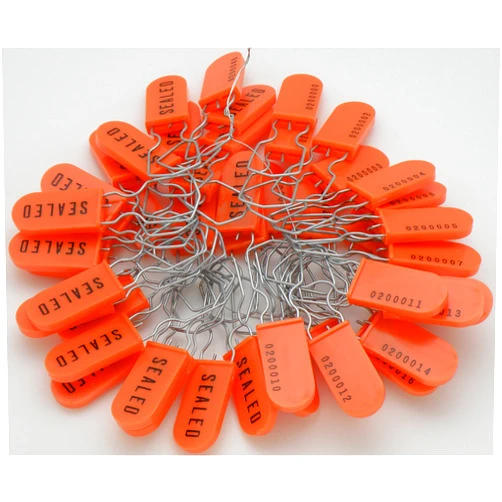 RDMC Plastic Padlock Security Seal with Large Shackle Metal Wire (Orange, 50 Pack)
