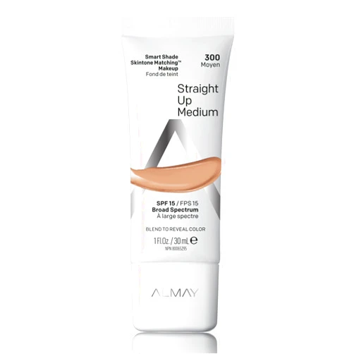 Almay Skintone Matching Foundation, Smart Shade Face Makeup with SPF 15, Hypoallergenic, Oil-Free, Dermatologist-Tested, 300 Straight Up Medium, 1 fl oz