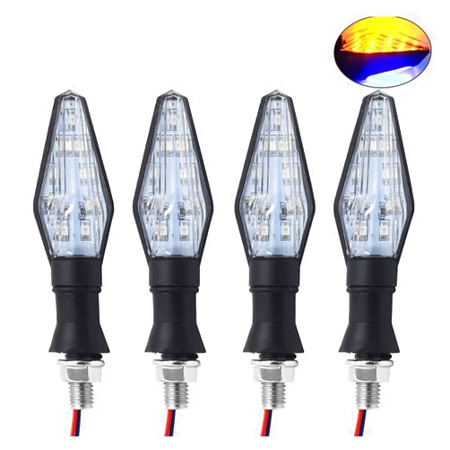 XHSK 4pcs 12V Universal Motorcycle LED Turn Signal Light Indicators Amber Blinker Light Flashers Lighting Motorcycle Accessories