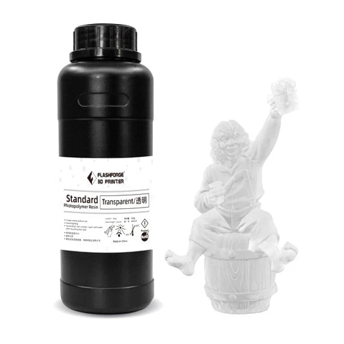FLASHFORGE 3D Printer Resin, LCD UV-Fast-Curing Resin 405nm Standard Photopolymer Resin for LCD 3D Printing with High Precision Printing, Low Odor (Transparent, 500G)