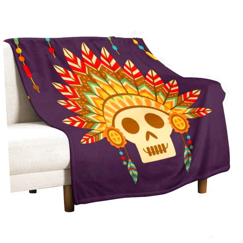 BALANPA Anti-Pilling Flannel Blanket, Soft, Warm, Comfortable Flannel Throw, Sofa, Office and Airplane Flannel Blanket (Tribal Skull Elegance,30
