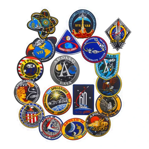 Veelkrom 18 PCS Mission Patch Set 1,7,8,9,10,11,12,13,14,15,16,17,133,134,135 S-p-ace Patches 60th Annivers Embroidered Costume Applique Sew On Motorcycle Emblem for Travel Backpack Hats Jackets