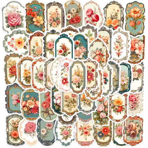 Generic 50pcs Vintage Mirror Stickers, Aesthetic Vinyl Waterproof Stickers for Laptop, Water Bottles, Bumper,Computer, Phone, Stickers and Decals (Mirror)