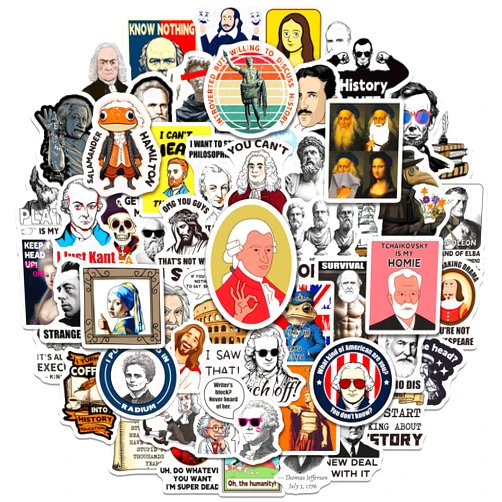 YTSQLER 200 PCS Funny History Meme Stickers, Vinyl Historical Figure Stickers for Water Bottle Laptop, Waterproof Humor Meme Decals for History Buffs Adults Teachers