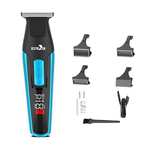 Eunon Mens Hair Clippers Cordless - T-Outliner Professional At Home Hair Trimmer Bear Trimmer Hair Cutting Machine Haircut Tools Grooming Kit for Men Rechargeable, Dual Voltage Sky Blue