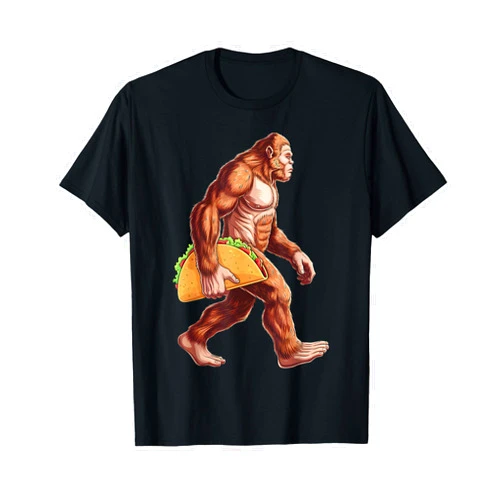 Fiesta Cinco de Mayo Mexican Bigfoot 5 De Mayo Bigfoot Carrying Taco Funny Cinco de Mayo Boys Men Sasquatch T-Shirt