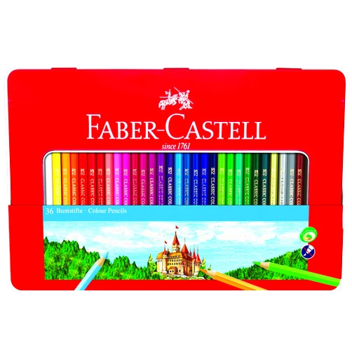 Faber-Castell Classic Colored Pencils Tin Set, 36 Vibrant Colors In Sturdy Metal Case - Premium Children's Art Products