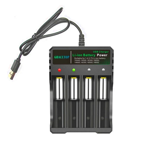 ABUNRO 18650 Battery Charger 4 bay, Universal Battery Charger with 4 Slot Charger for 18650 14500 18500 16350 Li-ion Rechargeable Batteries (No Battery)