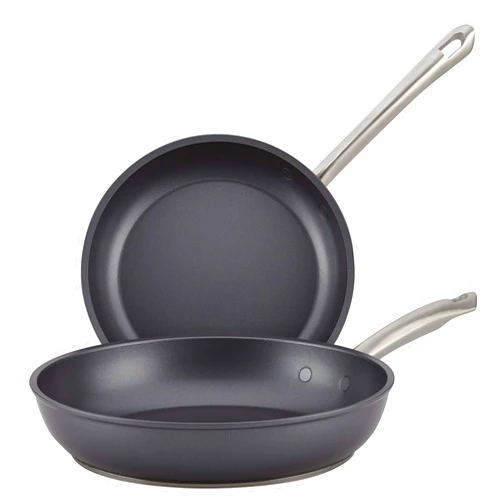 Anolon Accolade Hard Anodized Nonstick Fry Pan Skillet Set, 10 Inch and 12 Inch, Gray 10 Inch and 12 Inch Gray