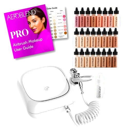 Aeroblend Airbrush Makeup PRO Starter Kit - Professional Cosmetic Airbrush Makeup System - 24 Color