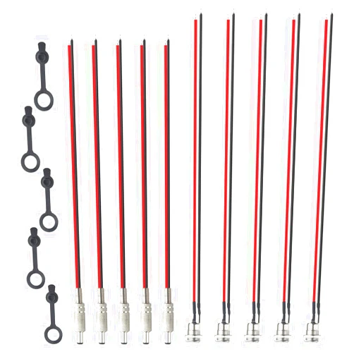 XINGYHENG 10PCS(5Pairs) 5 Sets 5.5 x 2.1 mm DC Power Jack Socket Female Threaded Barrel Jack Panel Mount Connector with Pre-soldered Wires and Cover Cap for MP3 Phone Audio Video CCTV