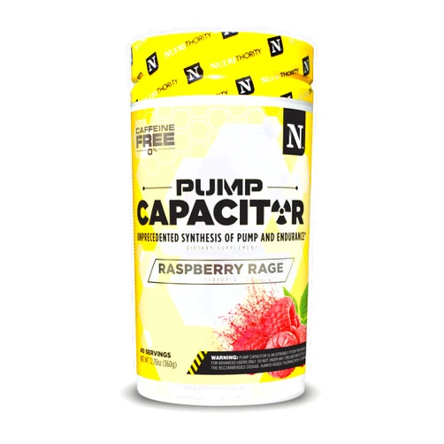 Nutrithority Pump Capacitor Non-Stimulant Sugar-Free Pre Workout for Men & Women, Raspberry Rage, 40 Servings - Nitric Oxide Booster, Intense Focus, Powerful Pumps & Strength Gains