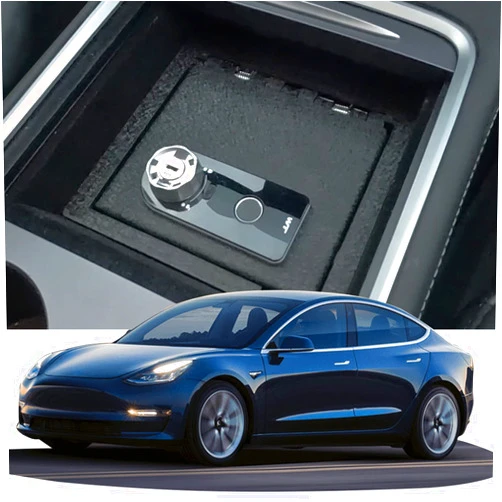 TUOJUE Center Console Safe Gun Safe Box Storage Compatible with 2021-2023 Tesla Model Y and Model 3, with Superior Fingerprint Lock, Center Console Gun Vault