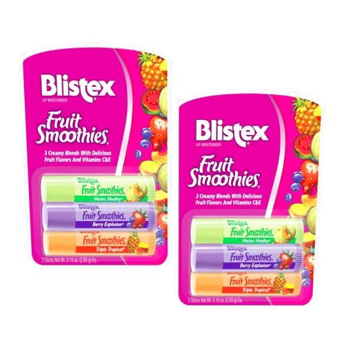 Blistex Fruit Smoothies Lip Moisturizers 3 Sticks 0.10 oz each Pack of 2