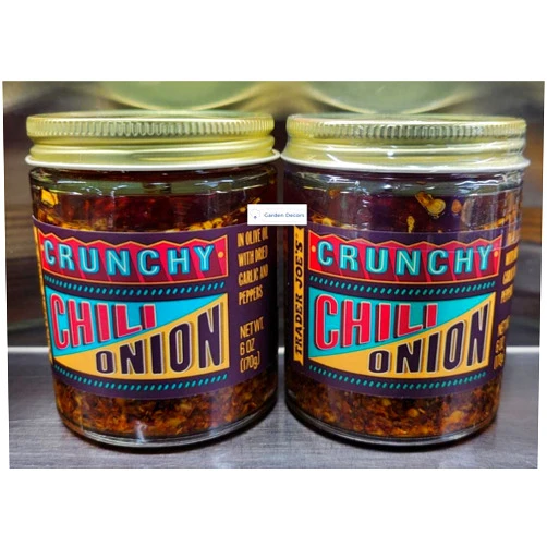 Trader Joe's2 Crunchy Chili Onion in Olive Oil with Dried Garlic and Peppers 6oz 170g (Two Bottles)