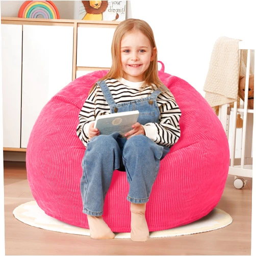 HABUTWAY 2 FT Bean Bag Chair,Giant Bean Bag Chairs,Big Bean Bags with Memory Foam Filled, Large Beanbag Chairs with Soft Corduroy Cover-Pink