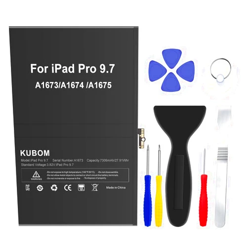 KUBOM for iPad Pro 9.7 Battery Replacement, Full 7306mAh A1673 A1674 A1675 Battery with Repair Tools