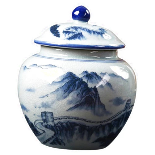 FELTECHELECTR Blue and White Porcelain Tea Porcelain Tea Tin Coffee Kitchen Food Ginger Jar Tea Holder Vintage Tea Canister Kitchen Canister Chinese Tea Ceramic Pot Chinese Style Ceramics