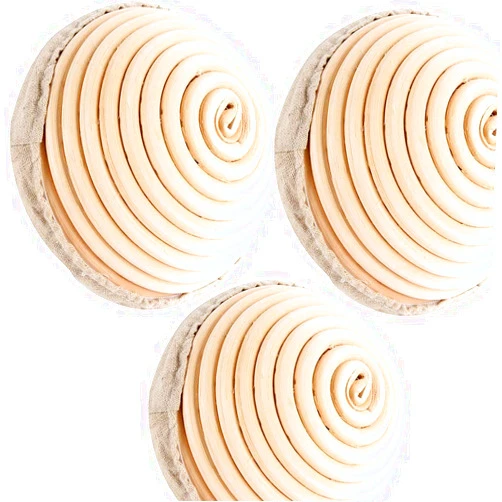 Jranter 3 pack of 5 inch Sourdough Bread Bakery Basket,Round Bread Banneton Proofing Basket with Linen Liner Cloth, Brotform Dough Rising Rattan Handmade Rattan Bowl for Professional & Home Bakers