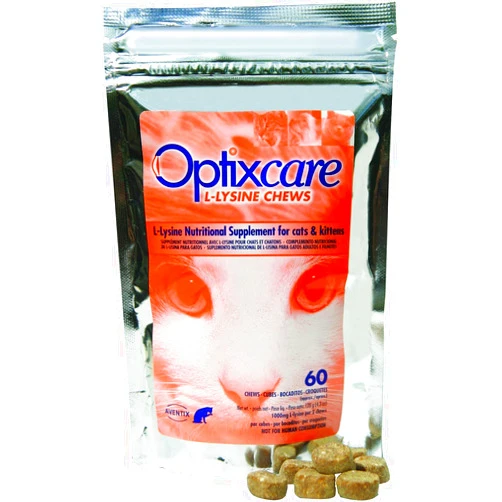 L-Lysine Soft Chews Optix Care Nutritional Supplement for Cat & Kittens, 60 ct Bag