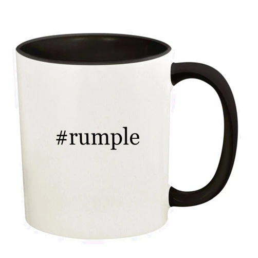 Knick Knack Gifts #rumple - 11oz Ceramic Colored Handle and Inside Coffee Mug Cup, Black
