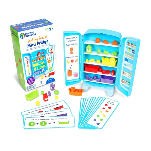 Learning Resources Sorting Snacks Mini Fridge, Educational Snack Toys, Fine Motor Toys, Food Toys, Gifts for Kids, Ages 3+, 51 Pieces
