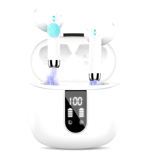 Kicoeon Wireless Earbuds, Bluetooth Headphones 48H Playtime Ear Buds with LED Power Display, IPX7 Waterproof Bluetooth 5.3 Earphones in-Ear Earbuds with 4 Mic for Android iOS Cell Phone Laptop, White