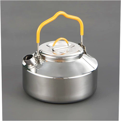 Naiveferry 1Pc Outdoor Camping Kettle, 800ML Stainless Steel Teapot Portable Tea Kettle for Boiling Water Compact Lightweight Camp Coffee Pot Outdoor Hiking Cooking Equipment