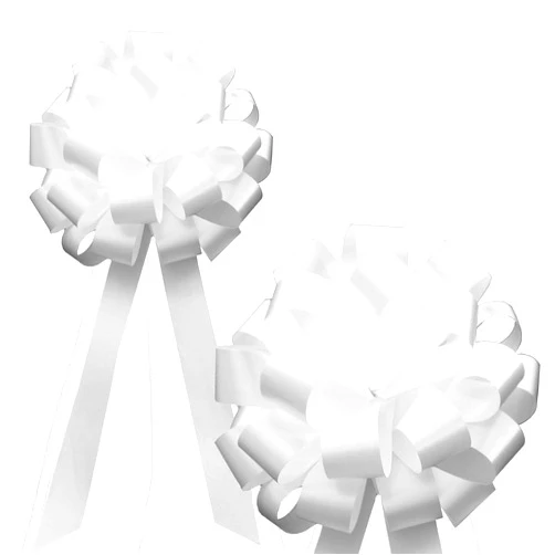 GiftWrap Etc. White Wedding Pull Bows with Tulle Tails - 8