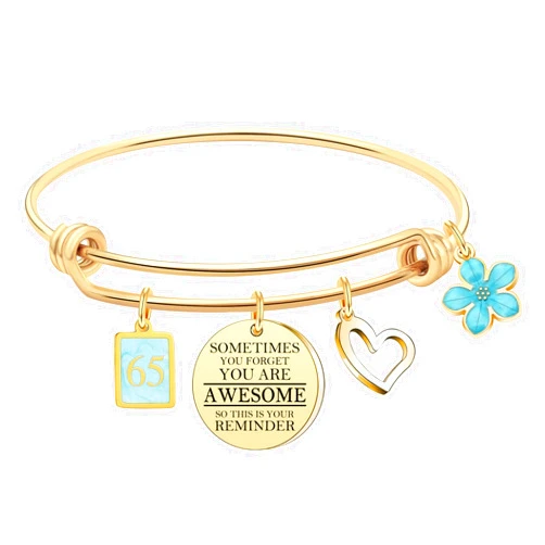 Bacaemo Birthday Gifts for Women Charm Gold Birthday Bracelets 10th 11th 12th 13th 14th 15th 16 th 18th 21st 30th 40th 50th 60th 70th Gifts for Mom Grandma Nan Sister Daughter Niece Cousin Birthday Bangle Jewelry Gifts