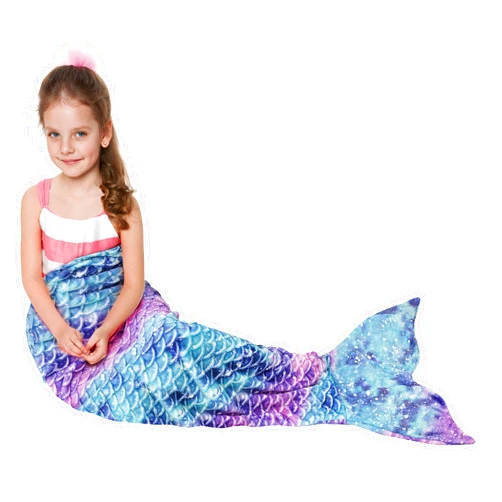 Catalonia Kids Mermaid Tail Blanket, Super Soft Plush Flannel Sleeping Snuggle Blanket for Girls, Galaxy, Fish Scale Pattern, Gift Idea