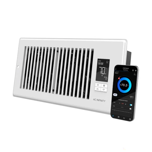 AC Infinity AIRTAP T4 White, Register Booster Fan for 4” x 10” Register Holes, Improves Heating & Cooling from AC Vents, with 10-Level Speeds and Bluetooth Integrated App Control