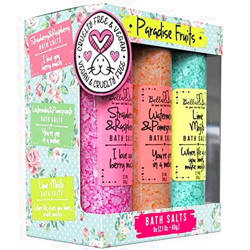 Bella and Bear Bella & Bear Paradise Fruits Bath Salts, Foot Soak, Detox, Fruity Scents, Pack of 6, 2oz