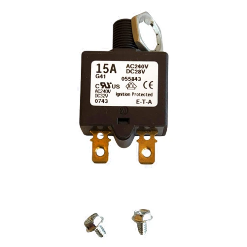 E-T-A Circuit Protection and Control Circuit Protection and Control 2-5700-IG1-P10-DD-15A , Circuit Breaker; Therm; Push; Cur-Rtg 15A; Panel; 1 Pole; Vol-Rtg 250/28VAC/VDC