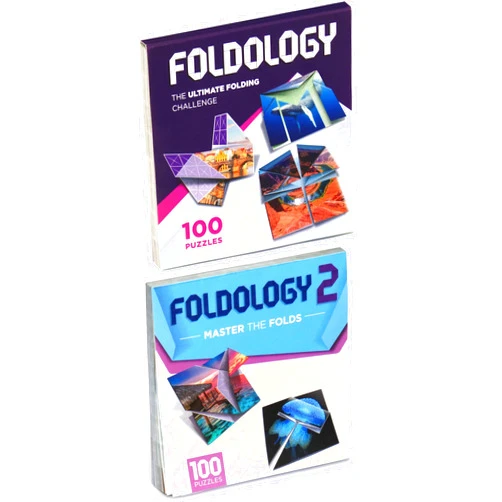 FOLDOLOGY 1&2 Combo Pack - Origami Puzzle Game for Kids, Teens, & Adults | Brain-Training, Travel-Friendly, Screen-Free Fun | Unique Gift for Ages 10+ & Puzzle Lovers | 200 Challenges