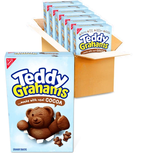 TEDDY GRAHAMS Chocolate Graham Snacks, Bulk Kids Snacks, 6 - 10 oz Boxes