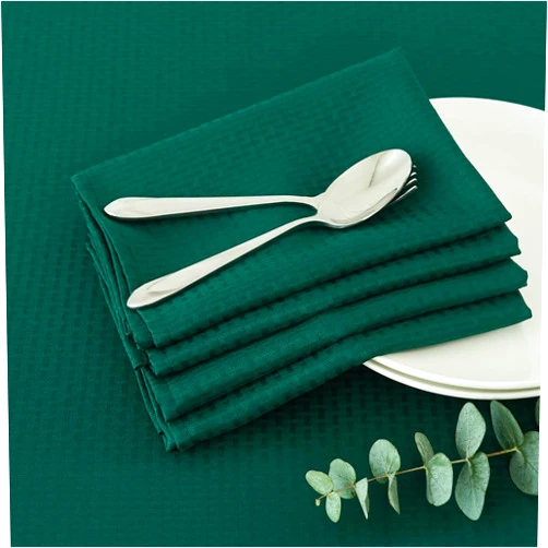 maxmill Jacquard Cloth Napkins 20 x 20 Inch Weaved Texture Pattern Soft Comfortable and Luxury Serviette for Christmas Family Dinners Parties and Banquets Set of 4 Pieces, Hunter Green