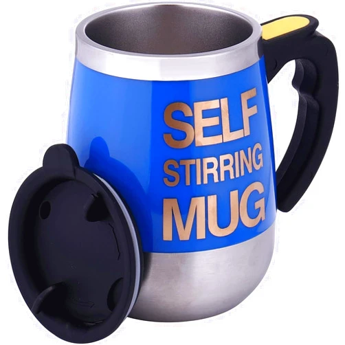 IAMPDD Self Stirring Mug Auto Self Mixing Stainless Steel Cup for Coffee/Tea/Hot Chocolate/Milk Mug for Office/Kitchen/Travel/Home -450ml/15oz The best gift（Sea blue）