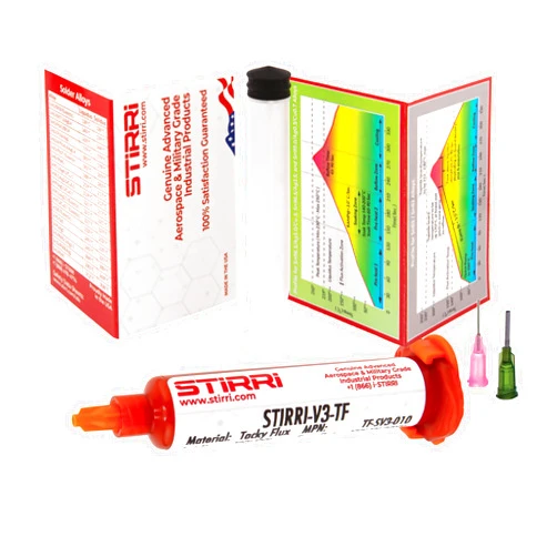 STIRRI-V3-TF no-clean universal soldering tacky paste flux (ROL0) - 10g syringe kit – for next generation REACH-compliant SMD assemblies - solder flux with syringe applicator