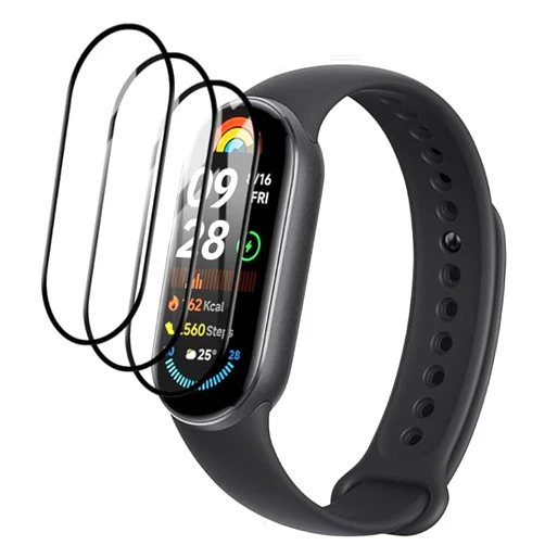 Kicvbnco 3 Pack For Xiaomi Smart Band 9/10 watch film Tempered Glass Screen Protector, [99.99% HD Clear] [9H Hardness] [film Friendly] for Xiaomi Band 9/10 Screen Protector Glass Tempered film